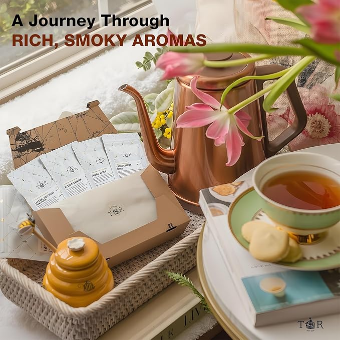 Tea Runners Smoked Tea Variety Pack - Lapsang Souchong Russian Caravan Smoked Assam Smoky Siberian Blend | Loose Leaf Black Teas | High Caffeine Organic &amp Premium Quality | 0.75 Oz each Pack o