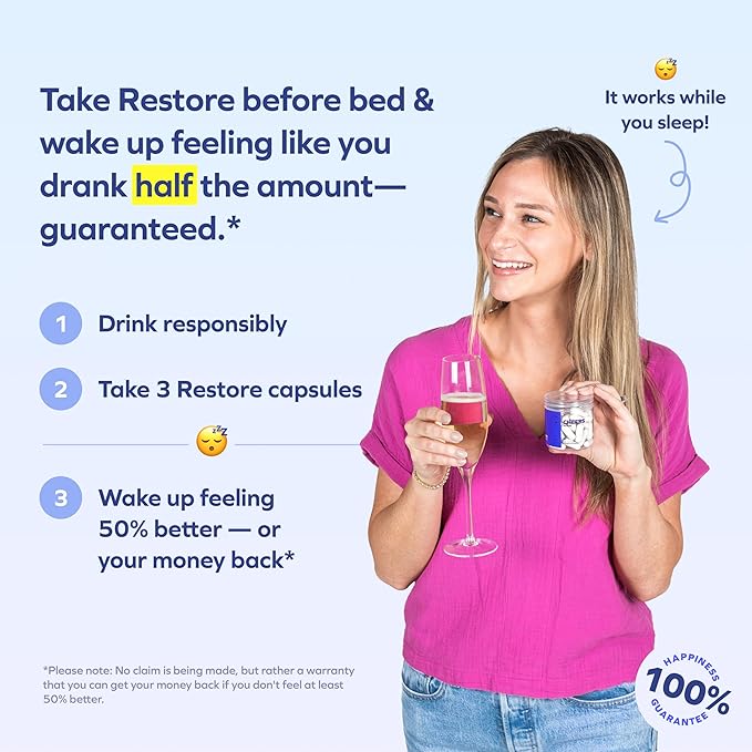Cheers R&ampR Combo | Restore + Relief | Feel Better After Drinking &amp Support Your Liver | DHM L-Cysteine Milk Thistle Ginger White Willow Bark Caffeine L-Theanine | 24 Doses Each | Supplem