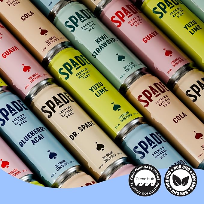 Spade Soda Deluxe Variety 12 Pack Premium All-Natural No Sugar No Calories Electrolytes Magnesium Potassium Healthy Non GMO Sweet Quality Stevia No Artificial Sweeteners Great Taste Bold Ta