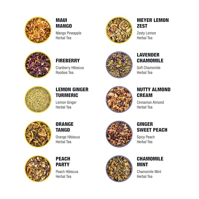 Tiesta Tea - Discovery Sampler Dry Flight Set Loose Leaf High to No Caffeine Hot &amp Iced Up to 200 Cups Tea Variety Pack with Green Herbal Black &amp Chai Brew 20 Resealable Sample Pouches
