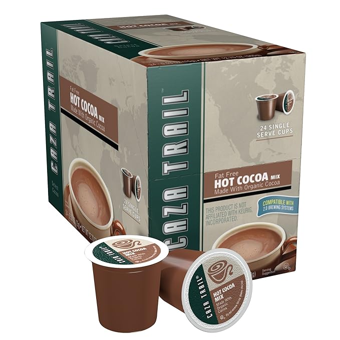 Caza Trail Coffee Hot Cocoa/Organic Fat Free 24 Single Serve Cups