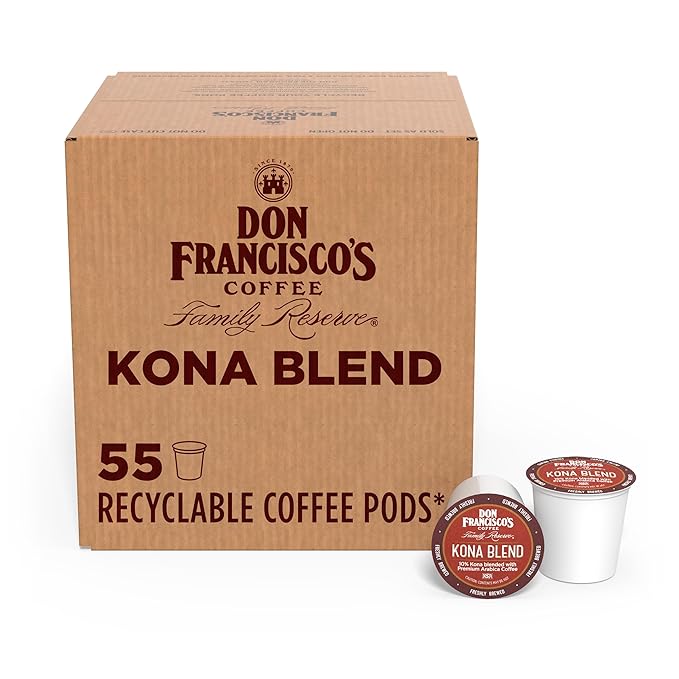 Don Francisco's Kona Blend Coffee Pods 55 Count Medium Roast Compatible with Keurig Brewers