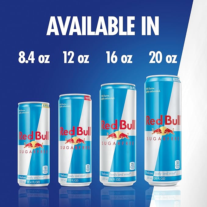 Red Bull Sugar Free Energy Drink with 114mg Caffeine plus Taurine &amp B Vitamins 12 Fl Oz Pack of 16 Cans