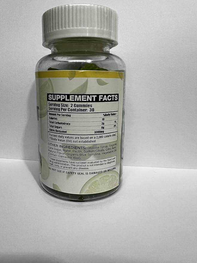 2 Pack 3000MG Citrus Bergamot Gummies - Citrus Bergamot Extract Cholesterol Lowering Supplement for Immune Support Anti-Aging Hight Cholesterol Sugar-Free Vegan Lime Flavor 120 Cts