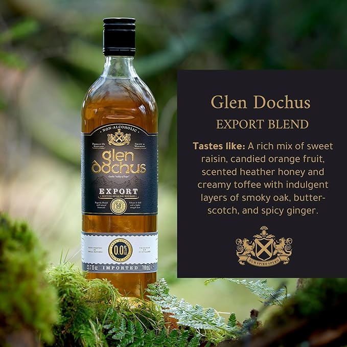 Glen Dochus Export Blend Non Alcoholic Whiskey Award Winning Aromatic and Warming Scottish Non Alcoholic Spirits - Halal Low Sugar and Gluten Free Part of the Spirits of Virtue Range (700ml)