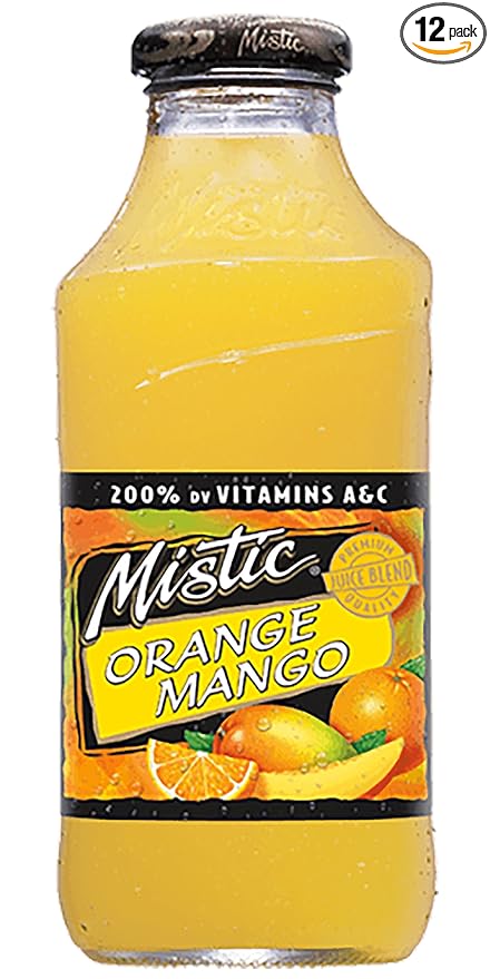 Mistic Orange Mango Juice 16 fl oz (12 Glass Bottles)