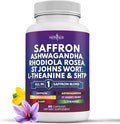 NEW AGE Saffron Supplements with Ashwagandha - Support with L-Theanine Ginkgo Biloba St. John's Wort Rhodiola Rosea &amp 5-HTP - Saffron 60 Count
