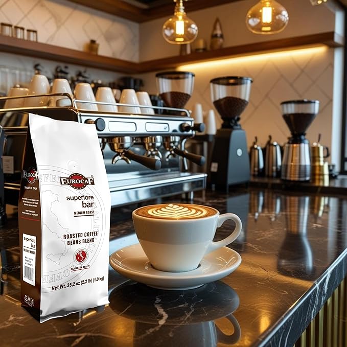 Eurocaf Superiore Bar Whole Bean Coffee Medium Roast 2.2 Ib bag Original Italian Coffee (Pack of 1)