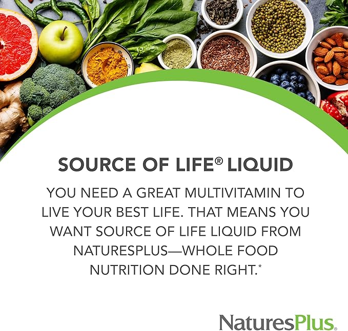 NaturesPlus Source of Life Liquid Tropical Fruit - 8 fl oz - Multivitamin &amp Mineral Supplement - Gluten Free Vegetarian - 8 Servings (Pack of 2)