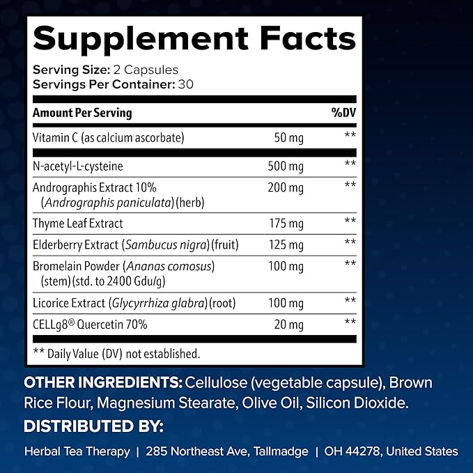 RespoClear (60 Caps): Respiratory Lung Health &amp Sinus Support Supplement - NAC Elderberry &amp Quercetin - Lung Detox for Smokers &amp The Pollution-Conscious - GMO-Free &amp Made in USA