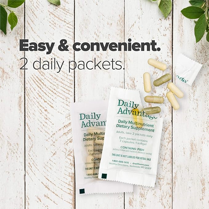 Dr. David Williams' Daily Advantage Multi-Nutrient Vitamin Supplement for Immune Cardio and Cognitive Health and Total Body Wellness 60 Packets