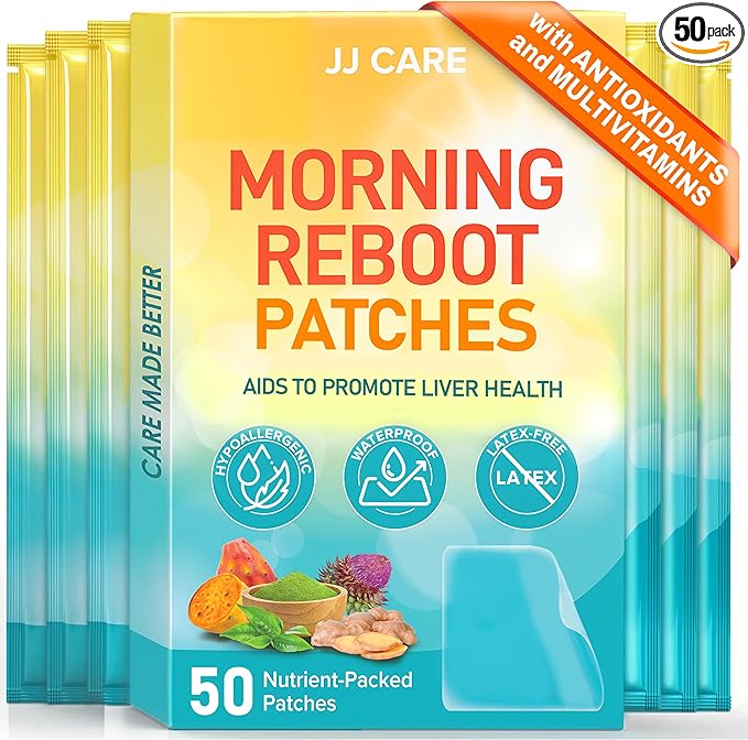 JJ CARE Morning Reboot Patch 50 pcs Individually Wrapped (with 7 pcs B12) Wake Up with EaseBest Before &amp Post Party Skin-Friendly Recovery Formula