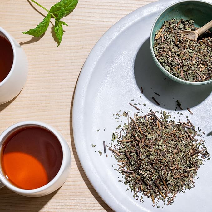 Rishi Tea Green Tea Mint - Organic Low Caffeine Loose Leaf Tea with Houjicha Roasted Japanese Green Tea &amp Peppermint Tea - 16 Ounces 90+ Servings