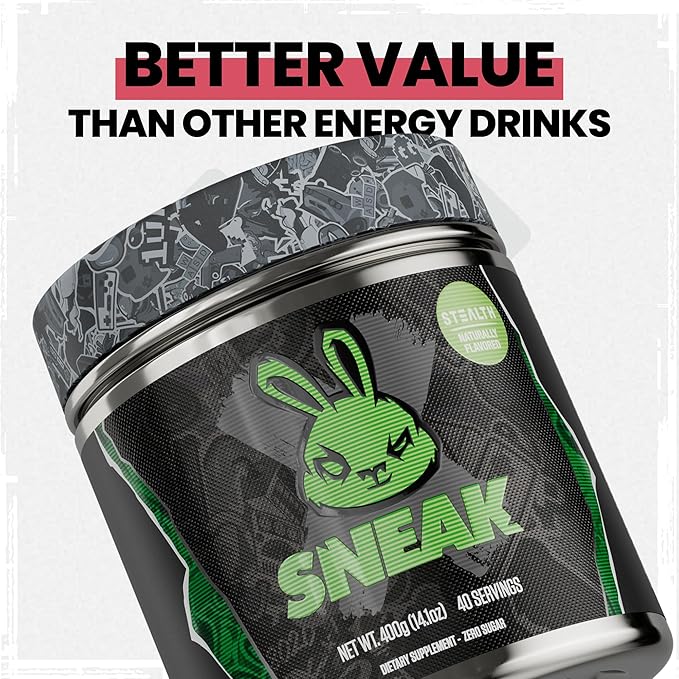 SNEAK Energy Drink Powder | Stealth | No Sugar. No Nasties. Just Natural Caffeine Focus-Boosting Nootropics | 40 Servings