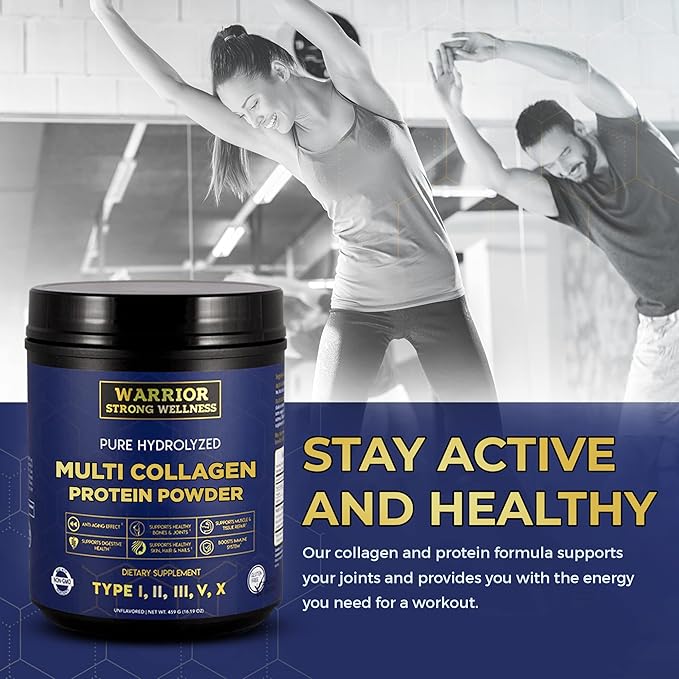 Pure Hydrolyzed Multi Collagen Protein Powder Collagen Powder Boost Energy for Aging Skin Elasticity Hair &amp Nails Growth Support Joint Health (Unflavored)