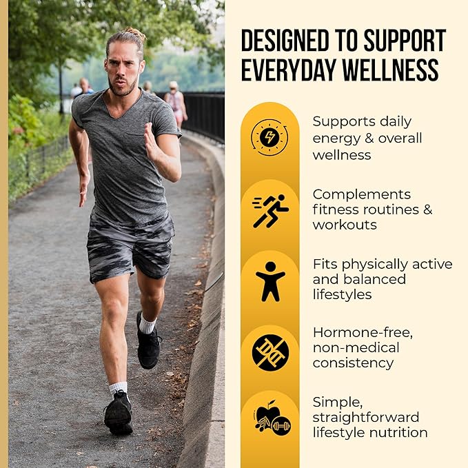 Sports Nutrition Supplement for Men | Daily Energy &amp Support for Active Lifestyles | Botanical Formula with Horny Goat Weed Tongkat Ali Panax Ginseng &amp Maca Root | Travel-Friendly 10 Pack
