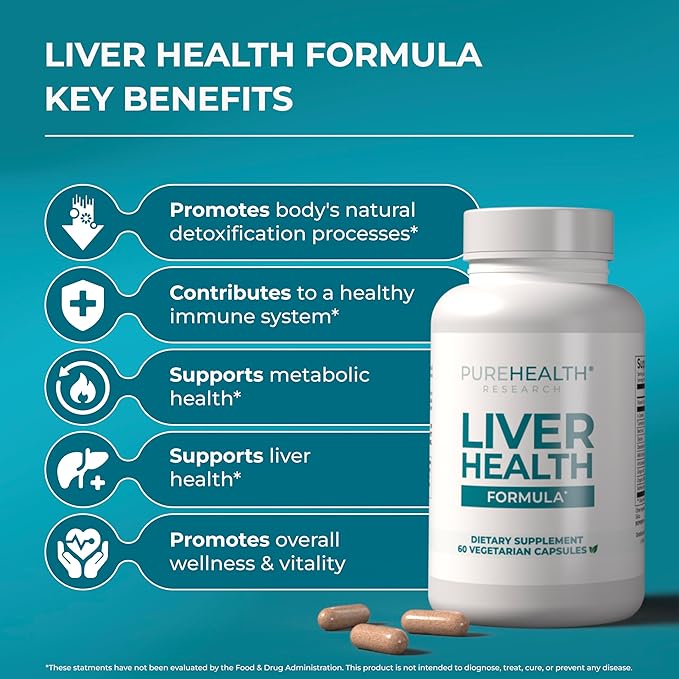 PUREHEALTH RESEARCH Liver Health – Liver Cleanse Detox &amp Repair with Artichoke Extract Milk Thistle Dandelion Root Turmeric Beet Root to Healthy Liver Renew with 11 Natural Nutrients 60 Capsu