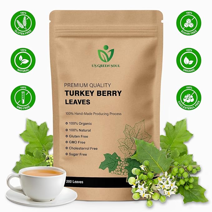 Turkey Berry Leaves - 100% Pure Dried Organic Leaves for Cooking Tea and Herbal Remedies