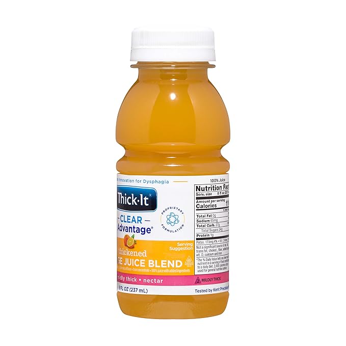 Thick-It Clear Advantage Mildy Thick Orange Juice Nectar Consistency Ready-to-Drink Digestible Swallowing Aid Hydration on the Go Convenient &amp Ready-to-Use 8 oz Bottle (24 Pack)
