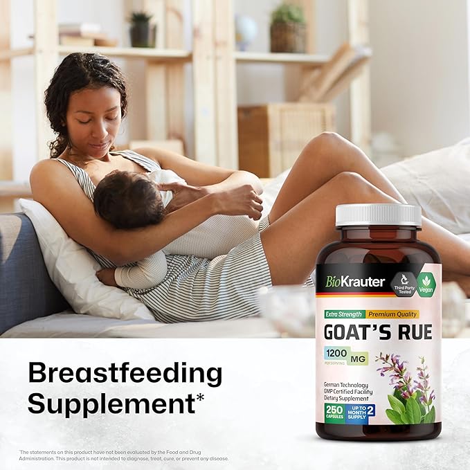 BIO KRAUTER® Goats Rue for Breastfeeding - Pure Vegan Lactation Supplement - Goat’s Rue 250 Capsules 1200 mg per Serving - Natural Supplements for Women - No Fillers Non-GMO 62-Day Supply