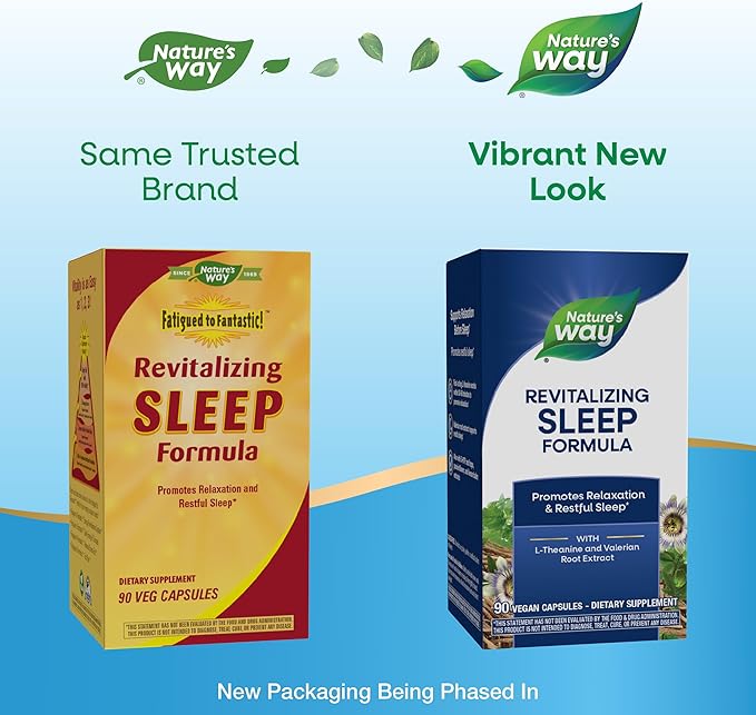 Nature's Way Revitalizing Sleep Formula Promotes Restful Slumber* With L-Theanine Valerian Root Extract and 5-HTP 90 Capsules (Packaging May Vary)