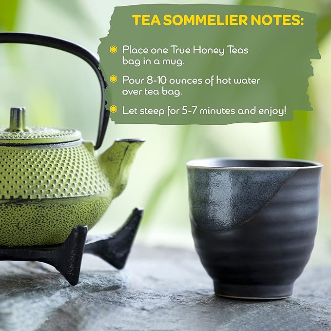 True Honey Green Tea Pods - Honey Crystals Blended in Every Tea Pod Supports Heart Health Excellent Antioxidants All Natural Organic Herbal &amp Caffeine-Free 22 Green Tea Pods