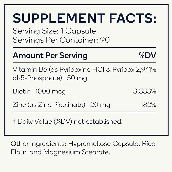 Brain - Balanced Neurotransmitter Support Supplement - Zinc B6 Biotin for Cognitive Function - 90 Veggie Capsules (Brain)