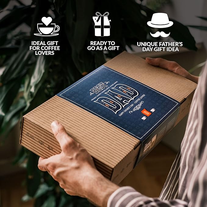Father's Day Gift Box for Coffee Lovers - 10 of The World's Finest Single Estate Specialty &amp Organic Coffees | Brew &amp Enjoy Anytime Anywhere | Hamper Style Letterbox Gift Idea for Dad &amp H