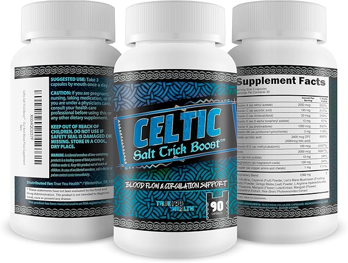 Celtic Salt Trick Boost for Blood Flow - Improved Formula - Our Best Blood Circulation Supplements for Men - Increase Blood Flow Care Blood Circulation Pills - Advanced Blood Flow Support