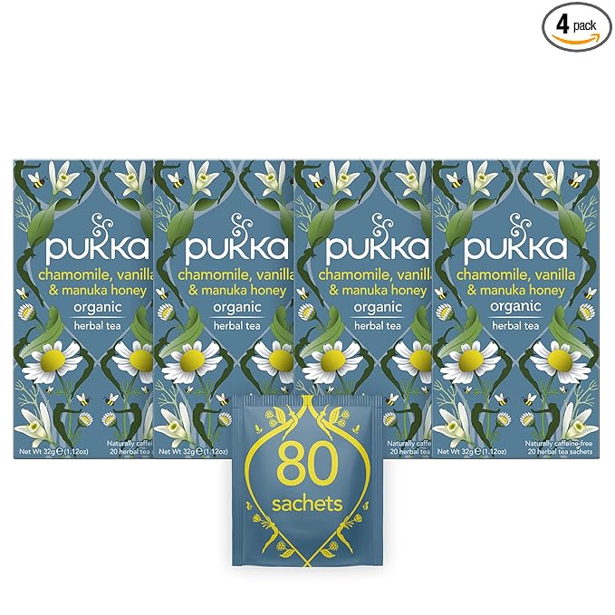 Pukka Chamomile Vanilla &amp Manuka Honey Tea 20 Bags - Pack of 4