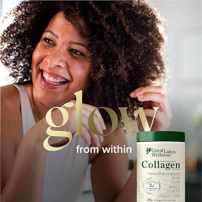 Great Lakes Wellness Beauty Boost Advanced Collagen Peptides Powder with Hyaluronic Acid Biotin Vitamin C - Skin Elasticity and Hydration - Raspberry Lemonade Flavor - Non-GMO Keto Kosher - 8 oz