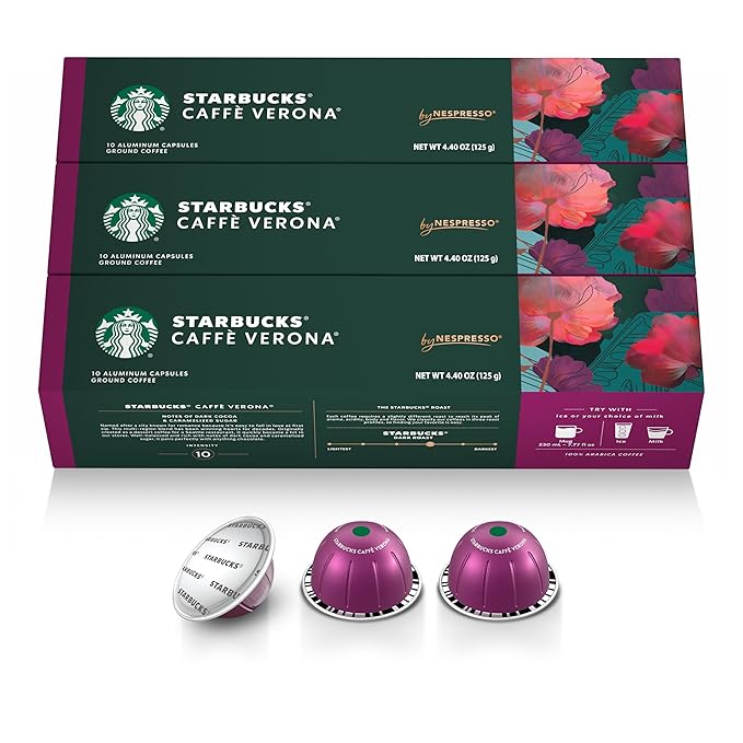 Starbucks by Nespresso Vertuo Caffè Verona Dark Roast Coffee 30-count Coffee Pods Brews 7.8 oz.