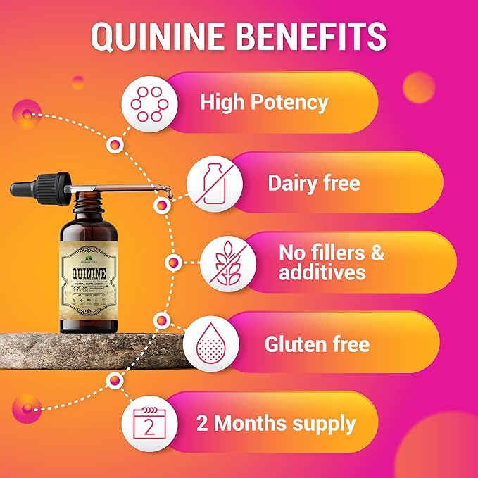 Quinine Liquid Extract 2oz – Restless Legs Syndrome Relief &amp Leg Cramps PM Nighttime Cramp Relief – All-Natural Cinchona Officinalis Bark Tincture for Cramp Defense Digestive Health &amp Immune