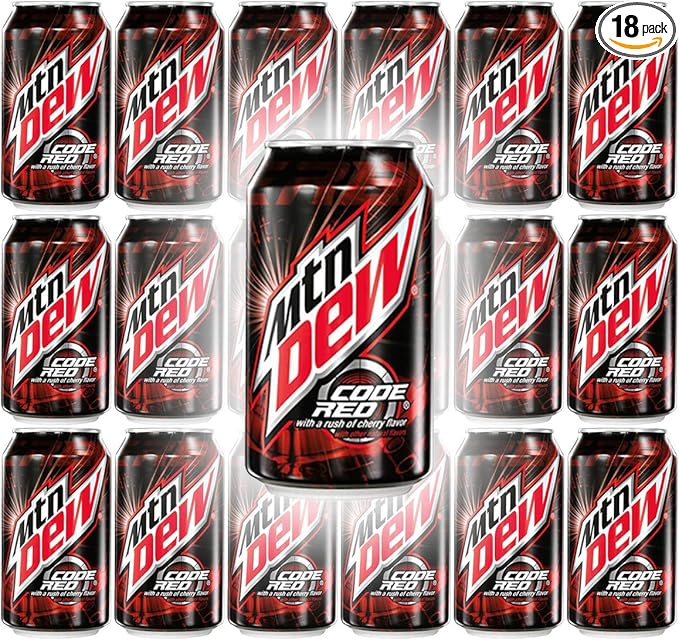 Mountain Dew Code Red 12oz Can (Pack of 18 Total of 216 Fl Oz)