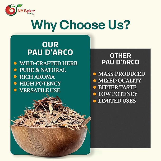 NY Spice Shop Pau D'arco/Ipe Roxo - Cut &amp Sifted - 1 Pound Pau D’arco Tea Bark - Pau D’arco Herb - Herbal Tea - Inner Bark - Natural Flavor Enhancer - Culinary Gem
