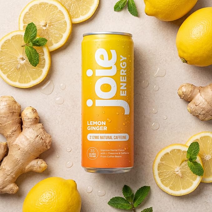 Joie Energy Drink (Lemon Ginger 12 Fl Oz (Pack of 12))