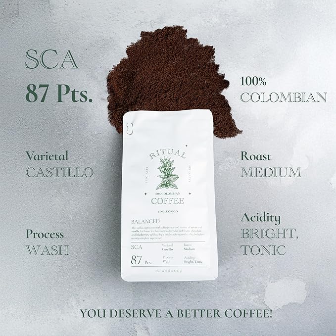 Ritual Specialty Coffee Ground Variety Pack Barista | 3 Bags (36oz Total) | 100% Colombian Single Origin | Medium Roast &amp Upp Roast | Balanced Intense &amp Smooth Profiles | SCA Certified Coffee