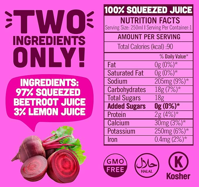 NILO Beetroot Juice | 100% Squeezed Beetroot Remolacha | NO Sugar added | NON GMO | NOT From Concentrate | 8.45 oz (Pack of 12)