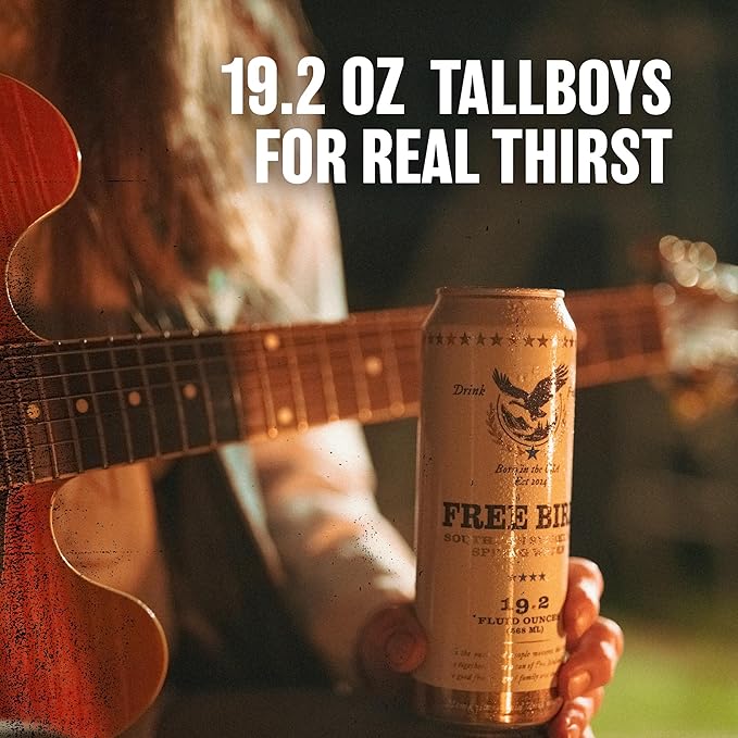 Free Bird Sparkling Southern Spring Water 12-Pack (19.2oz Tallboy Cans) – Unflavored Carbonated Zero Sugar Crisp &amp Bubbly Blue Ridge Mountain Water