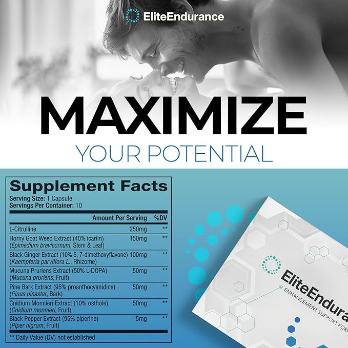 Vitality &amp Stamina Support – Nitric Oxide &amp Circulation Formula – L-Citrulline Horny Goat Weed &amp Pine Bark – Stimulant-Free Male Performance Support