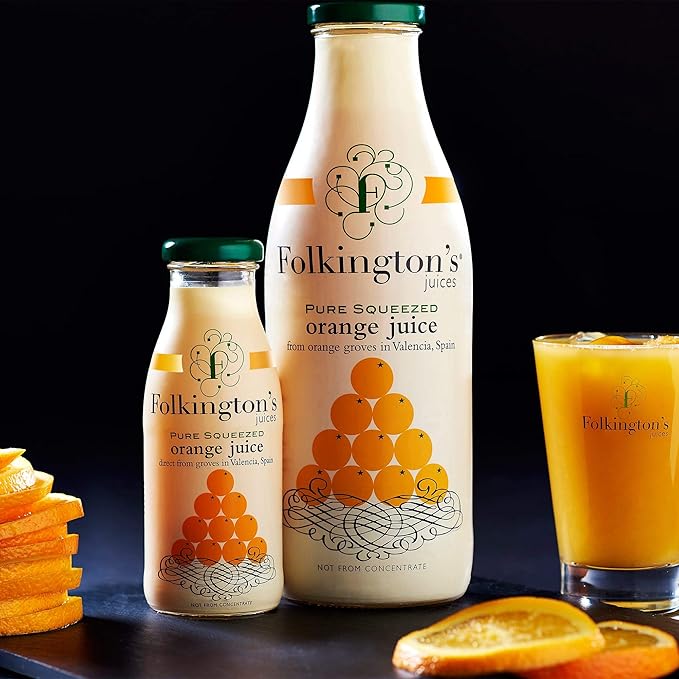 Folkington's Orange Juice 100% Pure 12x250ml Bottles Not from Concentrate 12 Pieces