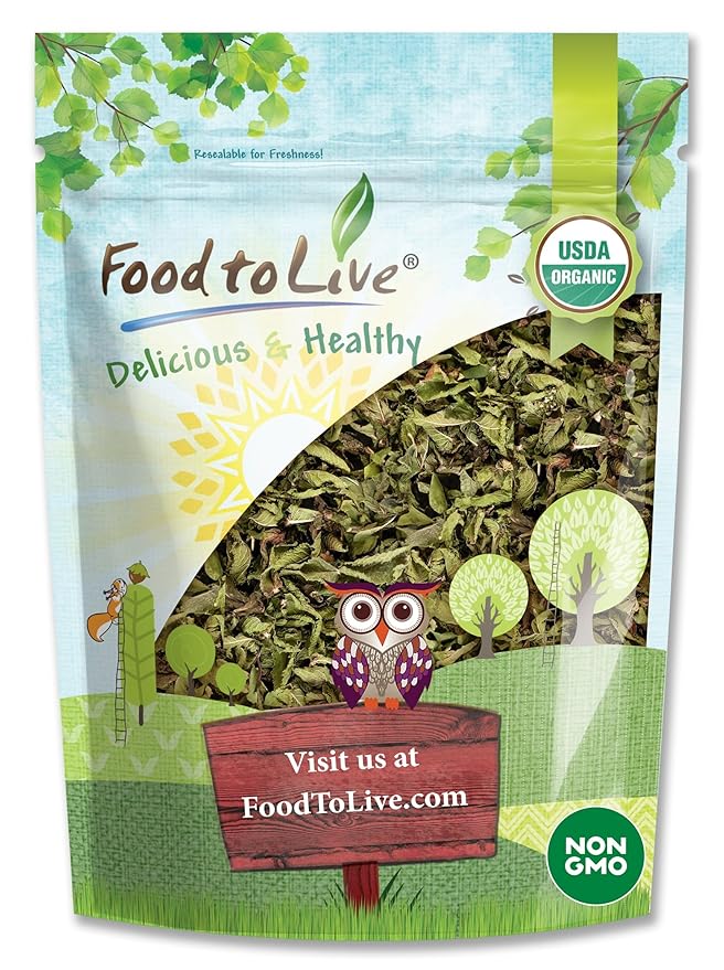 Food to Live - Organic Spearmint Leaves 8 Ounces – Dried Cut &amp Sifted. Great for Herbal Tea. Non-GMO. Caffeine-free. Non Irradiated. Keto.