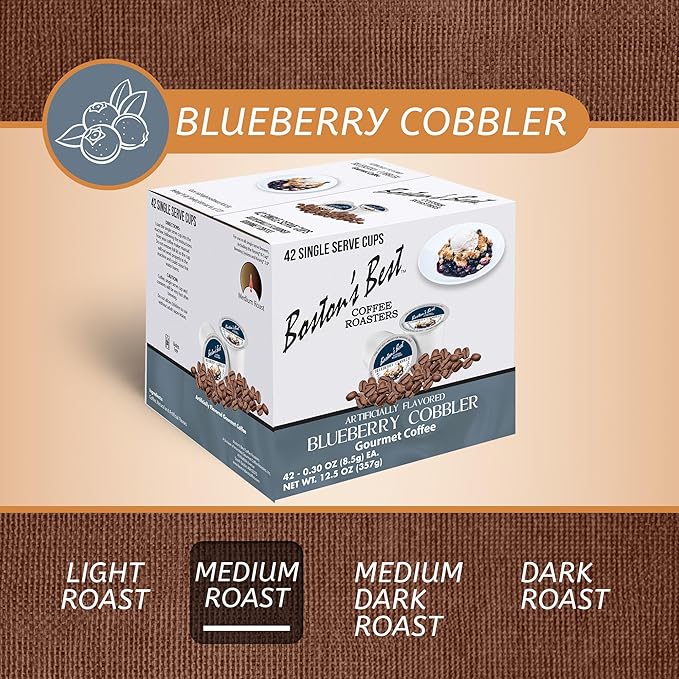 Boston’s Best - Blueberry Cobbler Flavored Coffee Blend Dessert Gourmet Compatible with Keurig Coffee Maker 1 Count (42 Single Serve Medium Roast Cups)