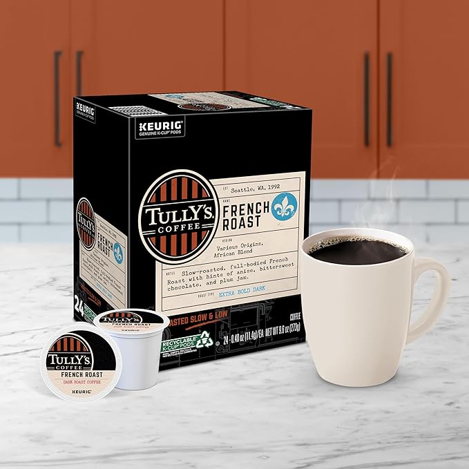 Tully's Coffee French Roast Single-Serve Keurig K-Cup Pods Dark Roast Coffee 120-Count (5 Boxes of 24 Pods)