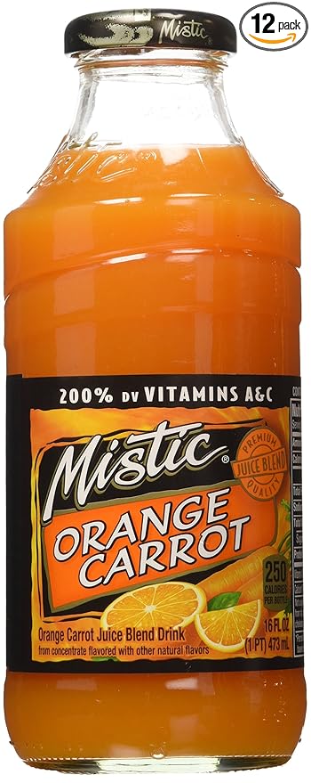 Mistic Orange-Carrot Juice 16 Fl Oz (12 Bottles)