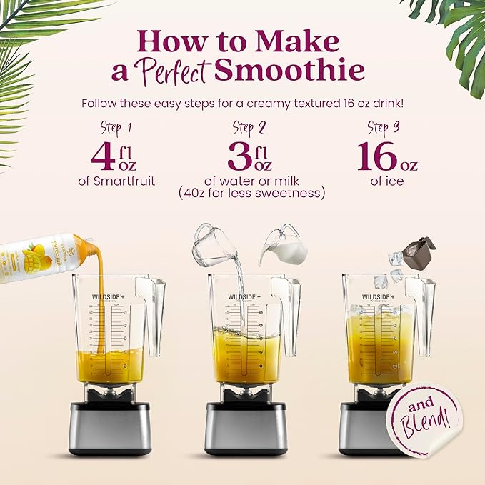 Smartfruit Mellow Mango + Immunity – 100% Real Fruit Purée with Mango Banana Apple &amp Pineapple – Great for Smoothies Juice Yogurt Cocktails Teas – High in Vitamin C Selenium &amp Zinc – 48