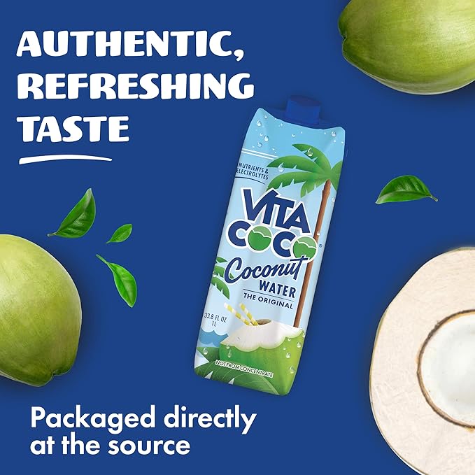Vita Coco Coconut Water Pure Organic | Refreshing Coconut Taste | Natural Electrolytes | Vital Nutrients | 16.9 Oz (Pack Of 12) and Vita Coco Coconut Water Original 202.8 Fl Oz(Pack of 6)