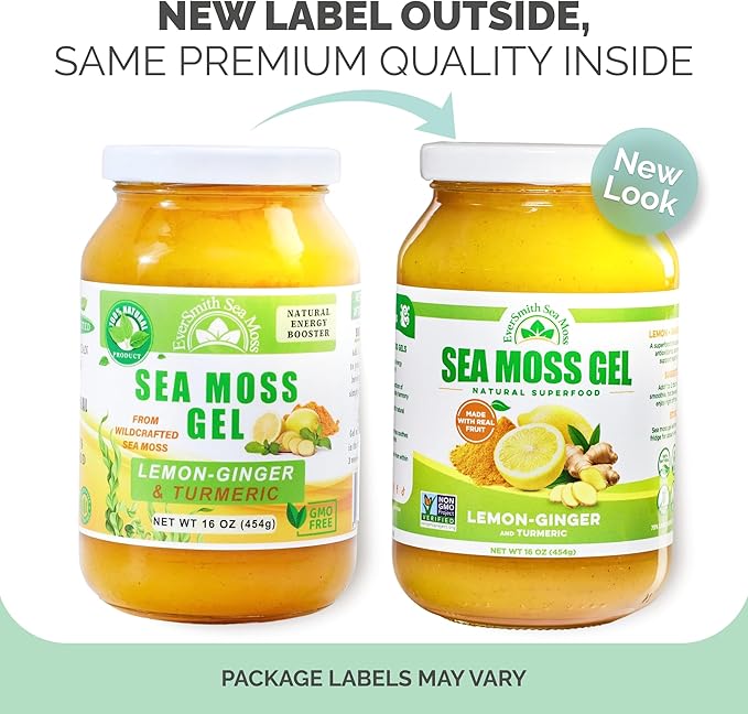 Wildcrafted Irish Sea Moss Gel | Made in USA | Rich in Vitamins &amp Minerals | Sea Moss Gel Raw | Nutritional Supplement | Lemon Ginger (16 oz)
