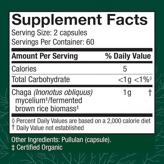 Host Defense Chaga Capsules - Immune System Support Supplement - Chaga Mushroom Capsules for Antioxidant Activity Support - Dietary Mushroom Supplement - 120 Capsules