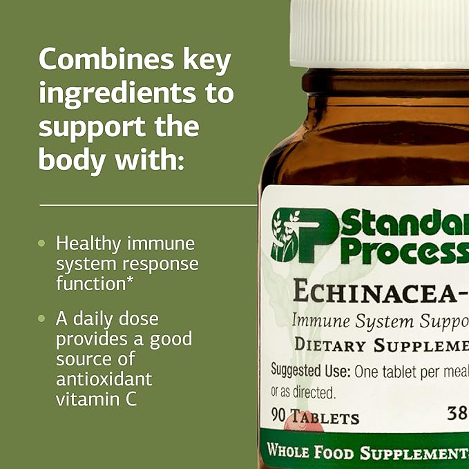 Standard Process Echinacea-C - Supplement for Immune System Support - Offers Daily Vitamin C Dose - Gluten-Free Non-Dairy &amp Non-Soy - 90 Tablets (90 Servings)